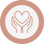 Icon with two hands holding a heart