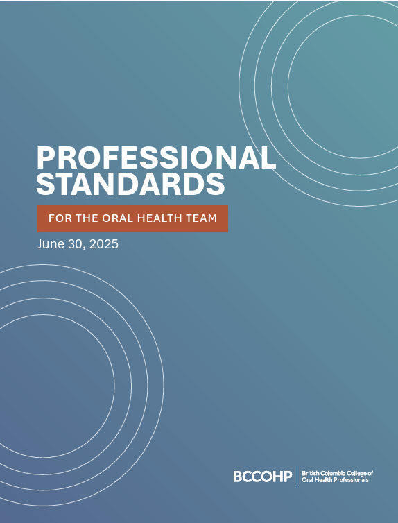 Cover page for the Professional Standards for the Oral Health Team